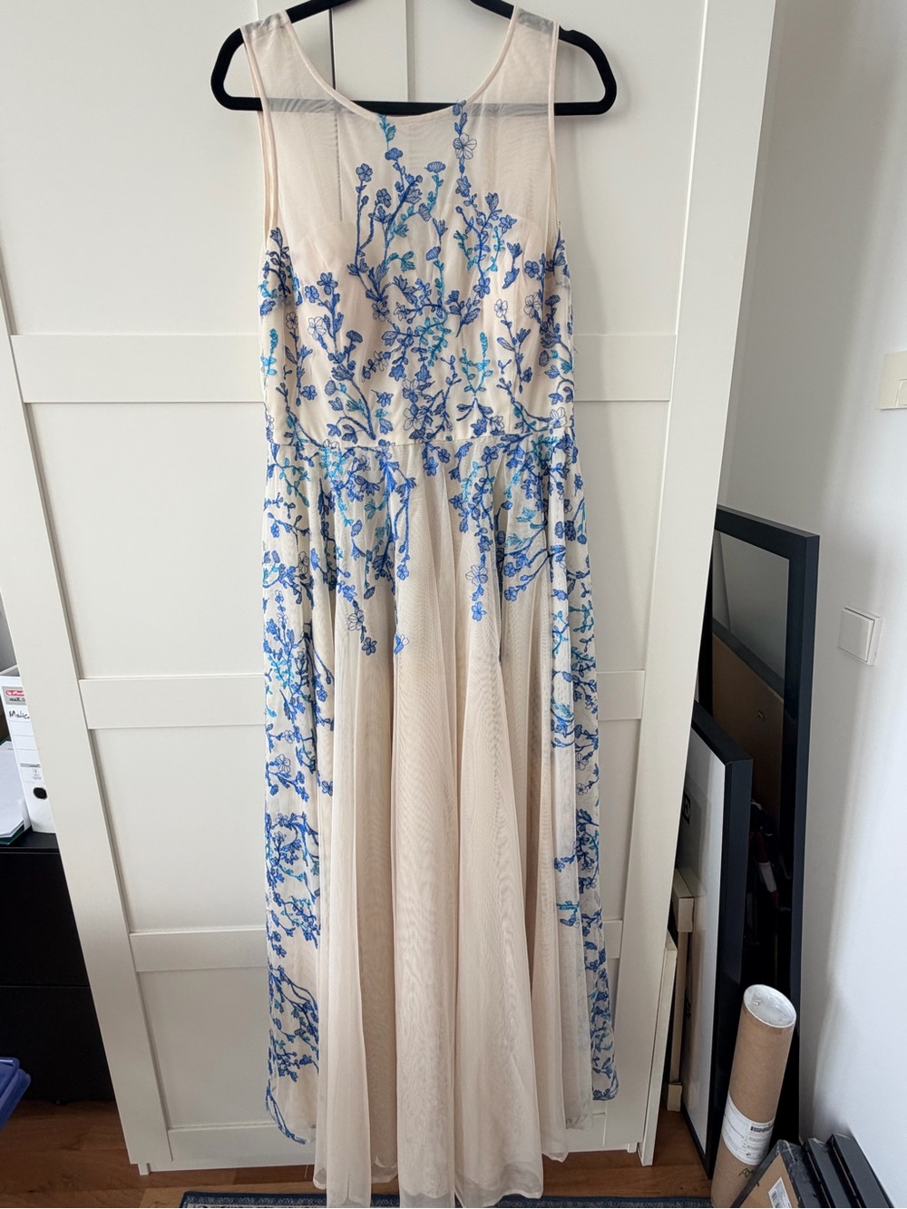 Nicole Miller Embroidered Tulle Gown | Size 14